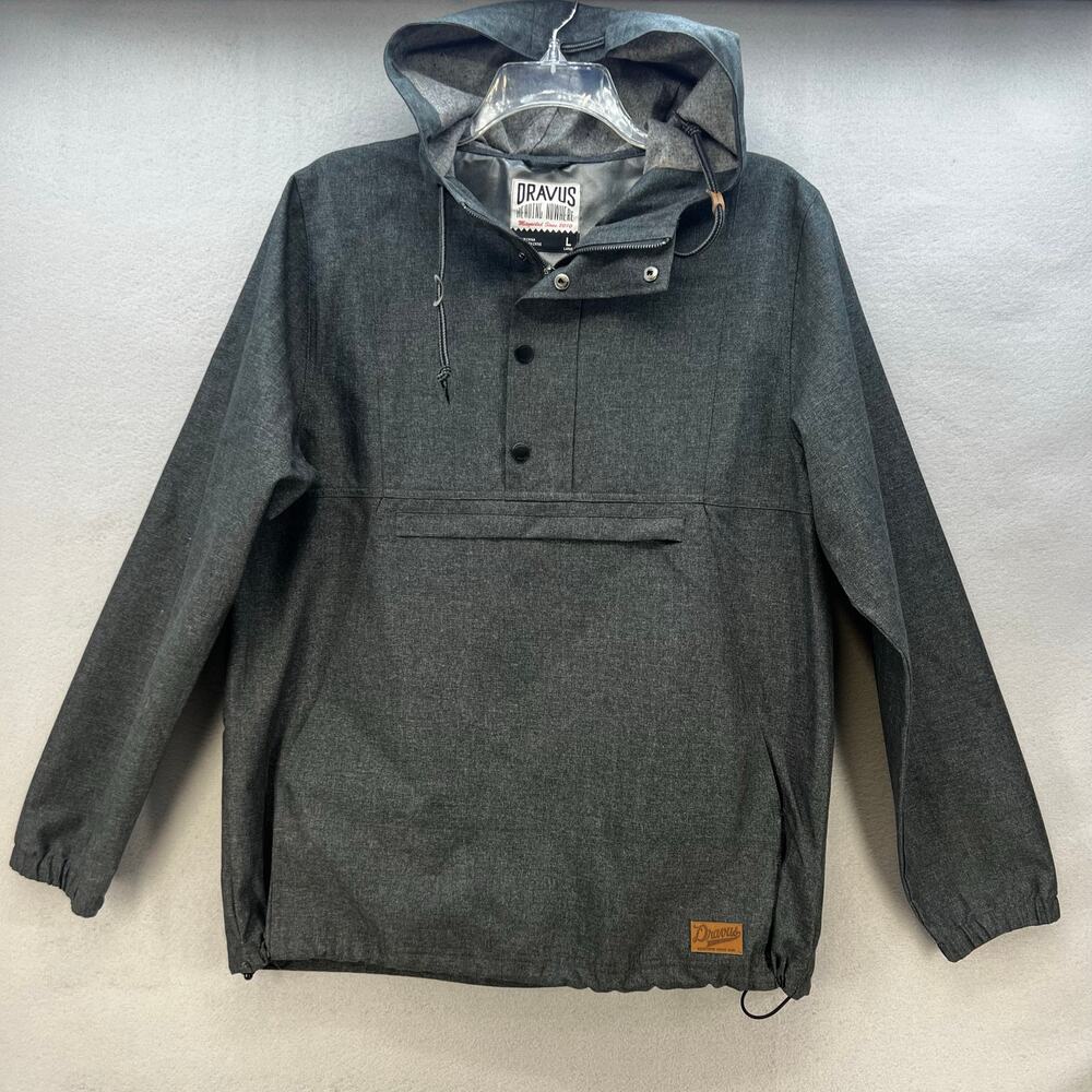 Dravus Heading Nowhere Jacket Men's L Grey Quarter Snap Hooded Anorak Coat EUC